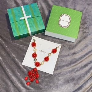 Stella & Dot convertible red and gold chandelier necklace